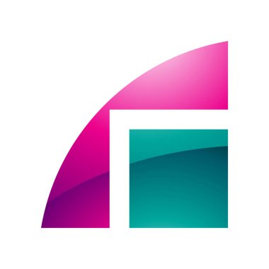 Beyaz Arkaplanda Magenta ve Yeşil Parlak Geometrik Harf R Simgesi