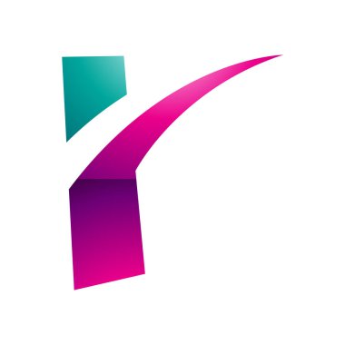 Magenta ve Yeşil Parlak Dikenli Dikenli Beyaz Arkaplanda Harf R Simgesi