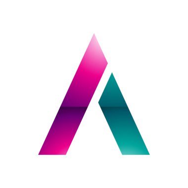 Magenta ve Yeşil Parlak Trapezyum Beyaz Arkaplanda Bir Simge Harfleri