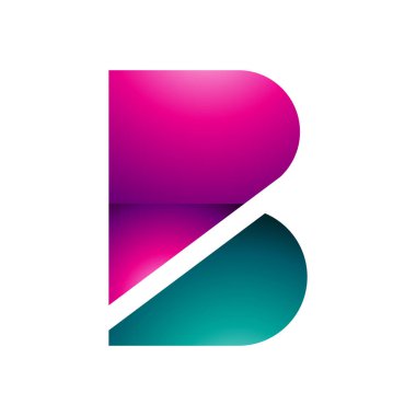 Beyaz Arkaplanda Magenta ve Pers Yeşil Kalın Harfli B Simgesi