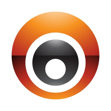 Turuncu ve Siyah Parlak Harfli O Simgesi Beyaz Arkaplanda Yuvalı Çemberler