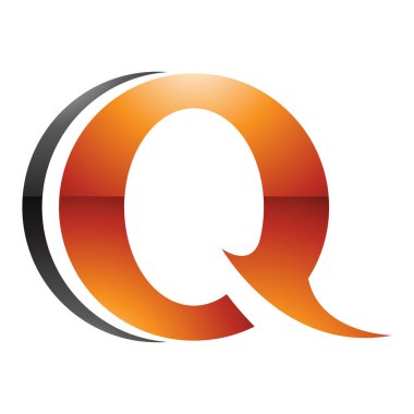 Beyaz Arkaplanda Turuncu ve Siyah Parlak Dikenli Yuvarlak şekilli Harf Q Simgesi