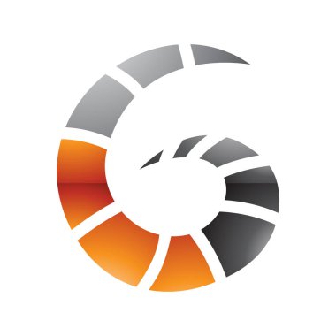 Turuncu ve Siyah Işıltılı Beyaz Arkaplanda Çizgili G harfi Simgesi