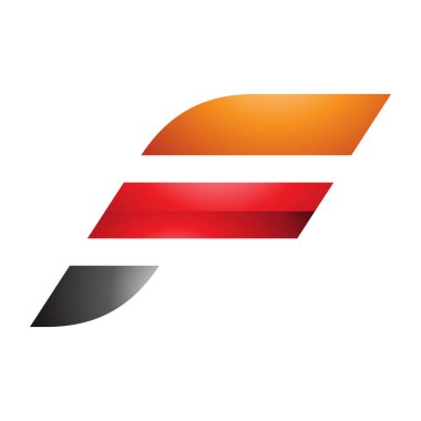 Beyaz Arkaplanda Yatay Çizgili Turuncu ve Kırmızı Parlak Harf F Simgesi