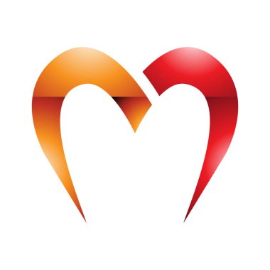 Turuncu ve Kırmızı Paraşüt Şekilli Beyaz Arkaplanda M Simgesi