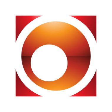 Turuncu ve Kırmızı Parlak Kare Beyaz Arkaplanda O Simgesi