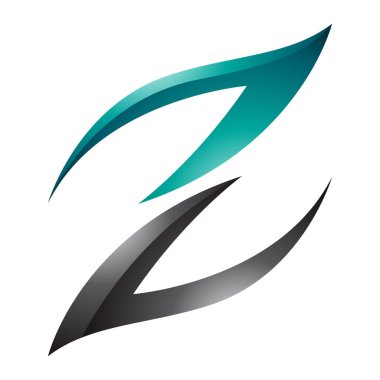 İran Yeşil ve Siyah Parlak Ateş Beyaz Arkaplanda Z Simgesi Şeklinde