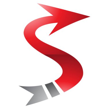 Beyaz Arkaplanda Kırmızı ve Siyah Parlak Ok Şekillendirilmiş S Simgesi