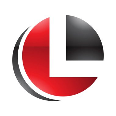 Beyaz Arkaplanda Kırmızı ve Siyah Parlak Çember Şekilli Harf L Simgesi