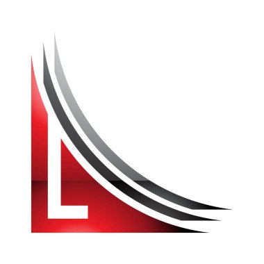 Beyaz Arkaplanda Katmanları Olan Kırmızı ve Siyah Parlak Harfli Liste Simgesi