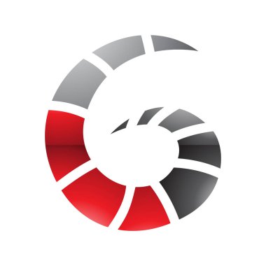 Kırmızı ve Siyah Işıltılı Beyaz Arkaplanda Çizgili G Simgesi