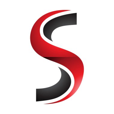 Beyaz bir arkaplanda kırmızı ve siyah renkli kıvrımlı S harfi simgesi