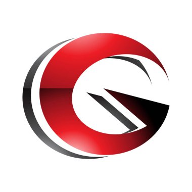Kırmızı ve Siyah Yuvarlak Katmanlı Beyaz Arkaplanda G harfi Simgesi