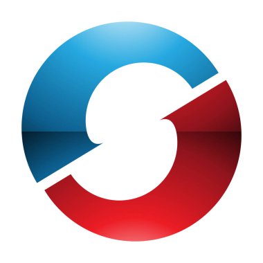 Kırmızı ve Mavi Işıltılı Harf O Simgesi Ortasında S Şekli Beyaz Arkaplan