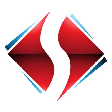 Kırmızı ve Mavi Parlak Meydan Elmas şekilli Beyaz Arkaplanda S Simgesi