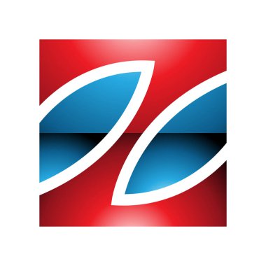 Beyaz Arkaplanda Kırmızı ve Mavi Parlak Meydan Şekilli Z Simgesi