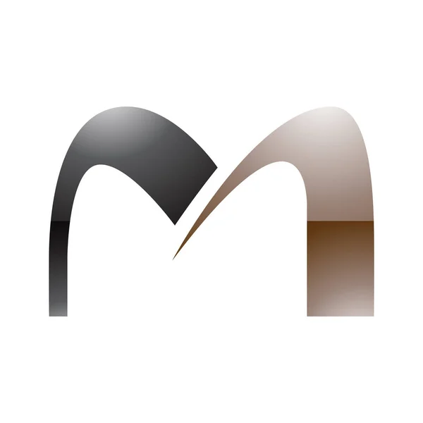 Braunes Und Schwarzes Glossy Arch Shaped Letter Icon Auf Weißem — Stockfoto