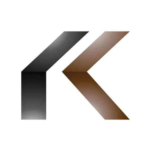 白色背景上的褐色和黑色光滑折叠字母K图标 — 图库照片
