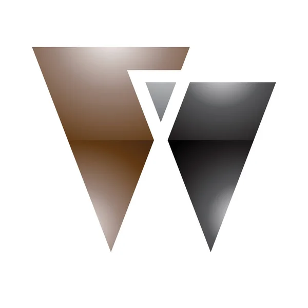 白色背景上有三角形的褐色和黑色光滑字母W图标 — 图库照片