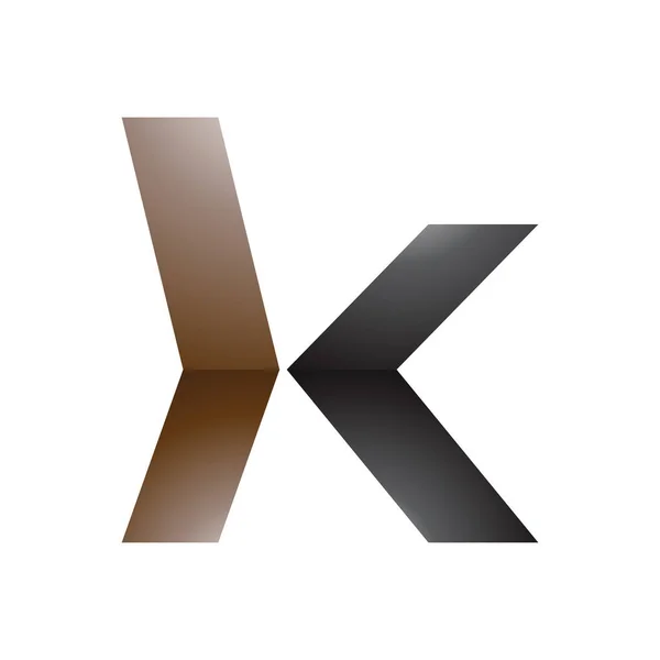 白色背景上的褐色和黑色光滑小盒子箭头形状字母K图标 — 图库照片