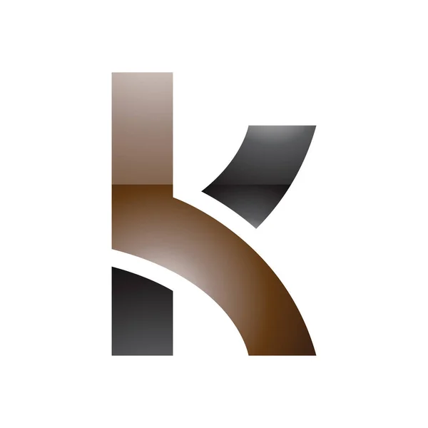 带有白底重叠路径的褐色和黑色光滑小写字母K图标 — 图库照片