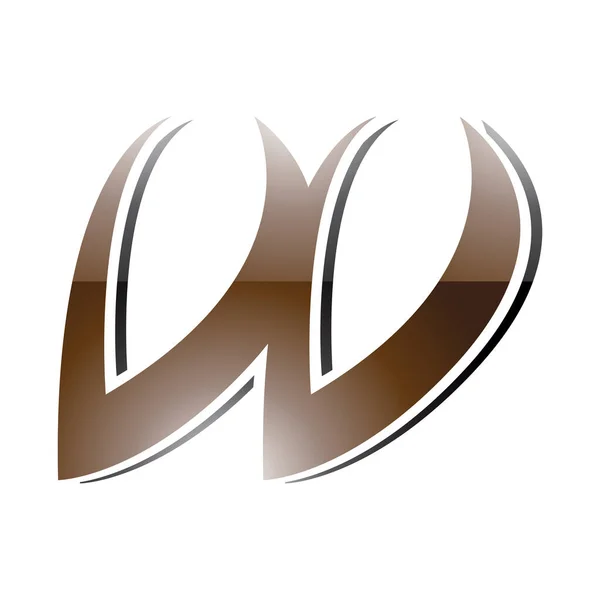 Braun Schwarzes Hochglanzpoliertes Kursives Buchstaben Symbol Auf Weißem Hintergrund — Stockfoto