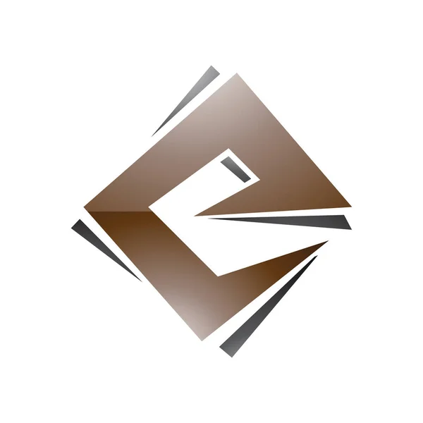 Brown Black Glossy Square Diamond Letter Icon White Background — Stock Photo, Image