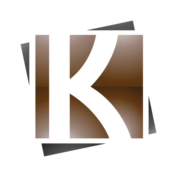 白色背景上的褐色和黑色光滑正方形字母K图标 — 图库照片