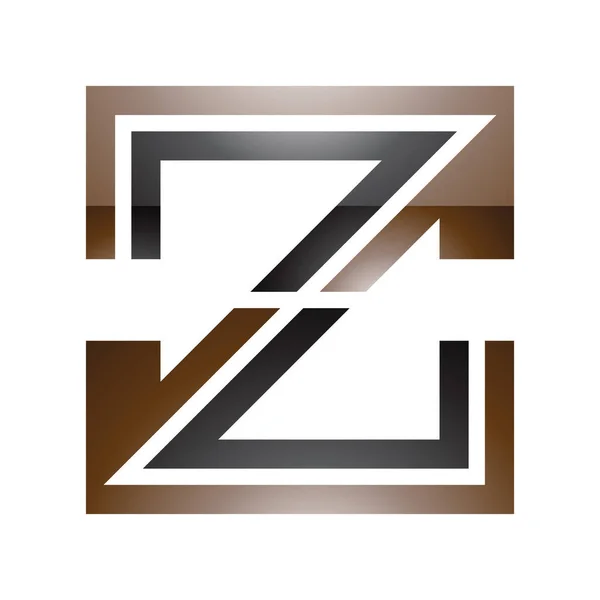 Braun Und Schwarz Glänzend Gestreiftes Buchstaben Symbol Auf Weißem Hintergrund — Stockfoto