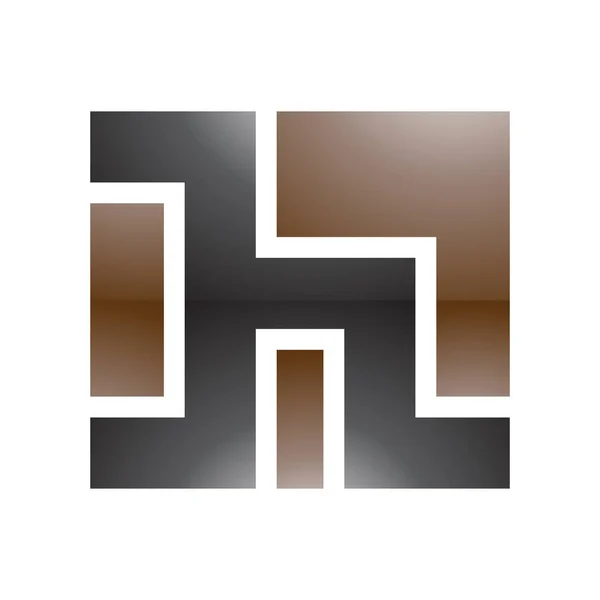 Brown Negro Cuadrado Forma Letra Brillante Icono Sobre Fondo Blanco — Foto de Stock