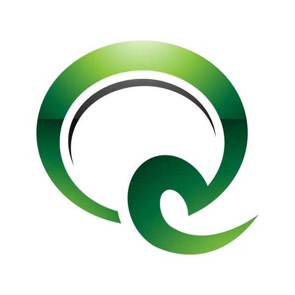 Beyaz Arkaplanda Yeşil Siyah Parlak Kanca Şekilli Harfi Simgesi — Stok fotoğraf