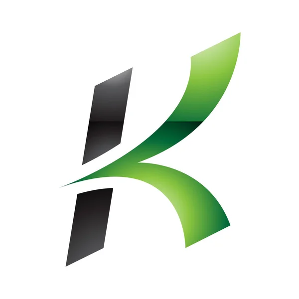 Green Black Glossy Italic Arrow Shaped Letter Icon White Background — Stock Photo, Image