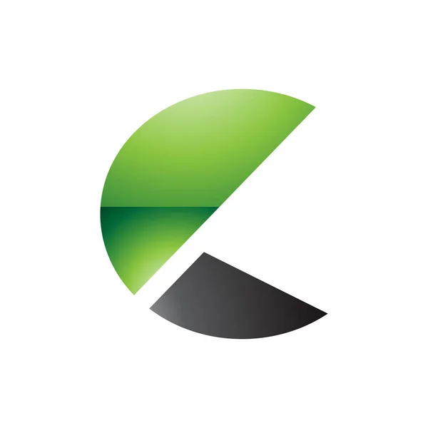Groene Zwarte Glanzende Letter Icoon Met Halve Cirkels Een Witte — Stockfoto