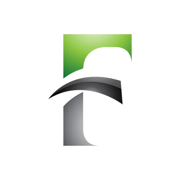 Grüner Und Schwarzer Hochglanzbuchstabe Symbol Mit Spitzen Spitzen Auf Weißem — Stockfoto