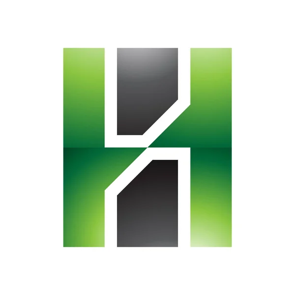 Grüner Und Schwarzer Hochglanzbuchstabe Mit Vertikalen Rechtecken Auf Weißem Hintergrund — Stockfoto