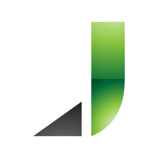 Groene Zwarte Glanzende Letter Icoon Met Een Driehoekige Tip Een — Stockfoto