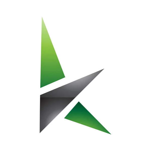 白い背景にトライアングルと緑と黒の光沢のある手紙Kアイコン — ストック写真