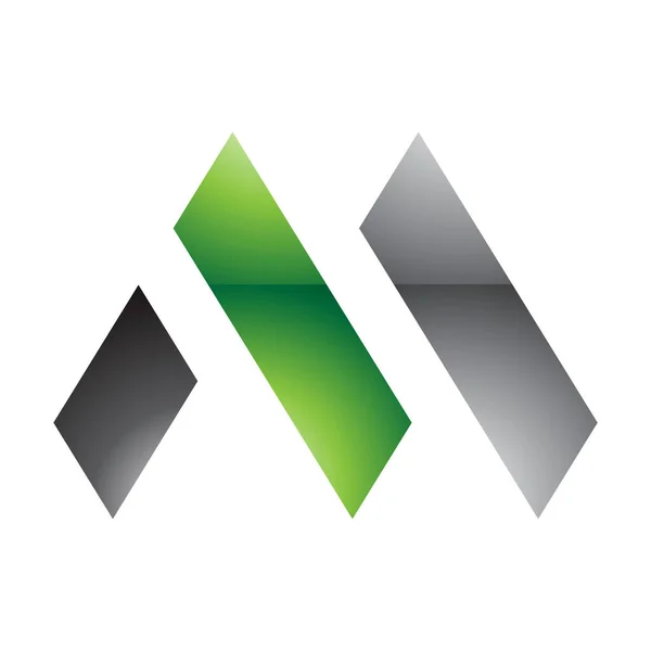Groene Zwarte Glanzende Letter Icoon Met Rechthoeken Een Witte Achtergrond — Stockfoto