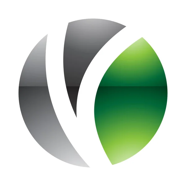 Зеленый Черный Глянцевый Буква Икона Формы Белом Фоне — стоковое фото