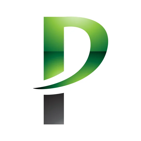 Grüner Und Schwarzer Hochglanzbuchstabe Symbol Mit Spitzer Spitze Auf Weißem — Stockfoto