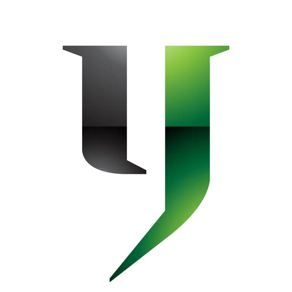 Groene Zwarte Glanzende Kleine Letters Icoon Een Witte Achtergrond — Stockfoto