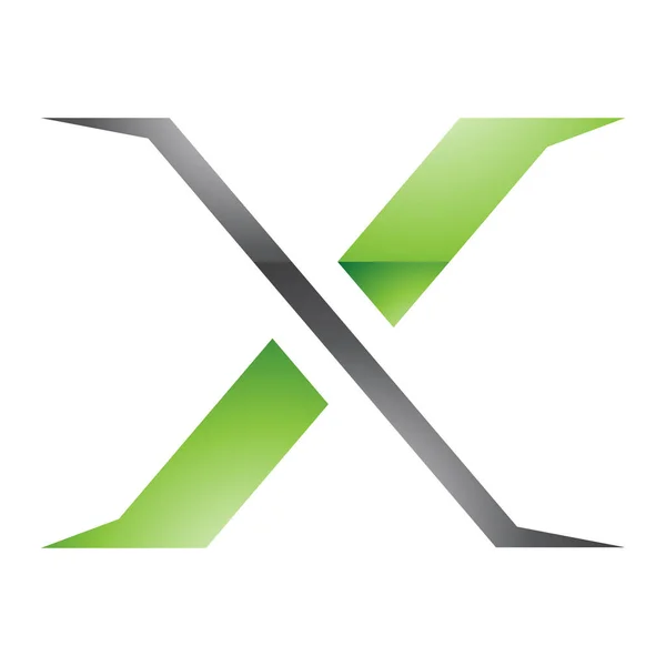 Grüner Und Schwarzer Hochglanz Buchstabe Symbol Auf Weißem Hintergrund — Stockfoto