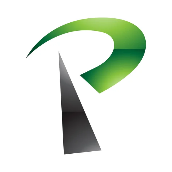 Grünes Und Schwarzes Hochglanz Funkturm Buchstaben Symbol Auf Weißem Hintergrund — Stockfoto