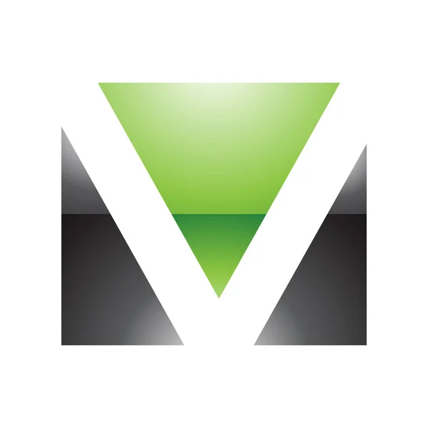 Πράσινο Και Μαύρο Γυαλιστερό Ορθογώνιο Γράμμα Εικονίδιο Λευκό Φόντο — Φωτογραφία Αρχείου