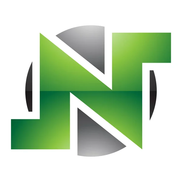Grüner Und Schwarzer Glossy Bold Letter Icon Auf Weißem Hintergrund — Stockfoto