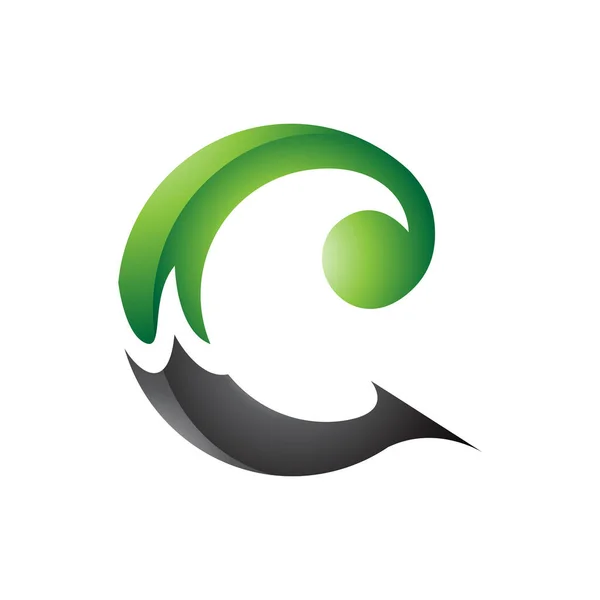 Grüner Und Schwarzer Hochglanz Lockenstab Symbol Auf Weißem Hintergrund — Stockfoto