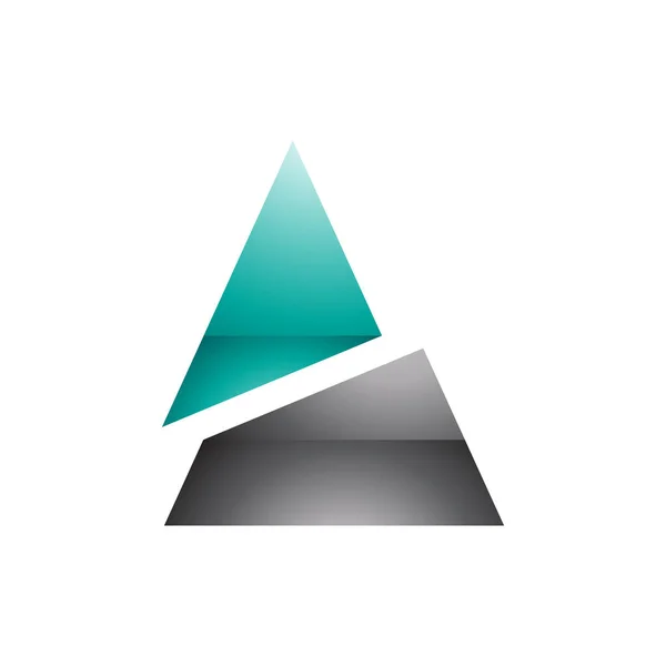Grüner Und Schwarzer Glänzender Geteilter Dreieckiger Buchstabe Ein Symbol Auf — Stockfoto