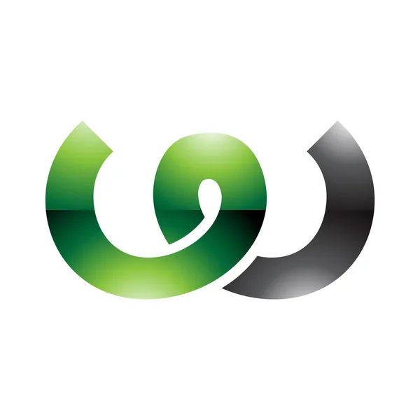 Икона Зеленого Черного Блеска Белом Фоне — стоковое фото