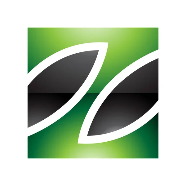 白い背景に緑と黒の光沢のある正方形の文字Zアイコン — ストック写真