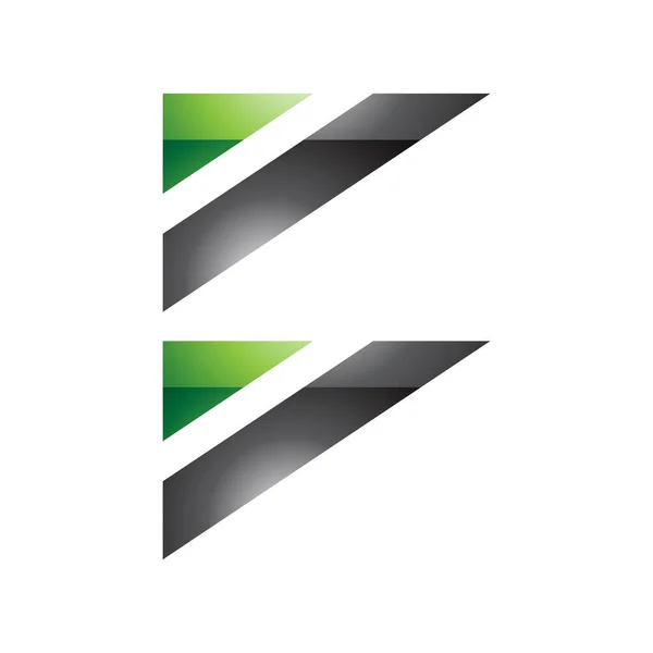 Zöld Fekete Fényes Háromszög Alakú Zászló Alakú Levél Ikon Fehér — Stock Fotó